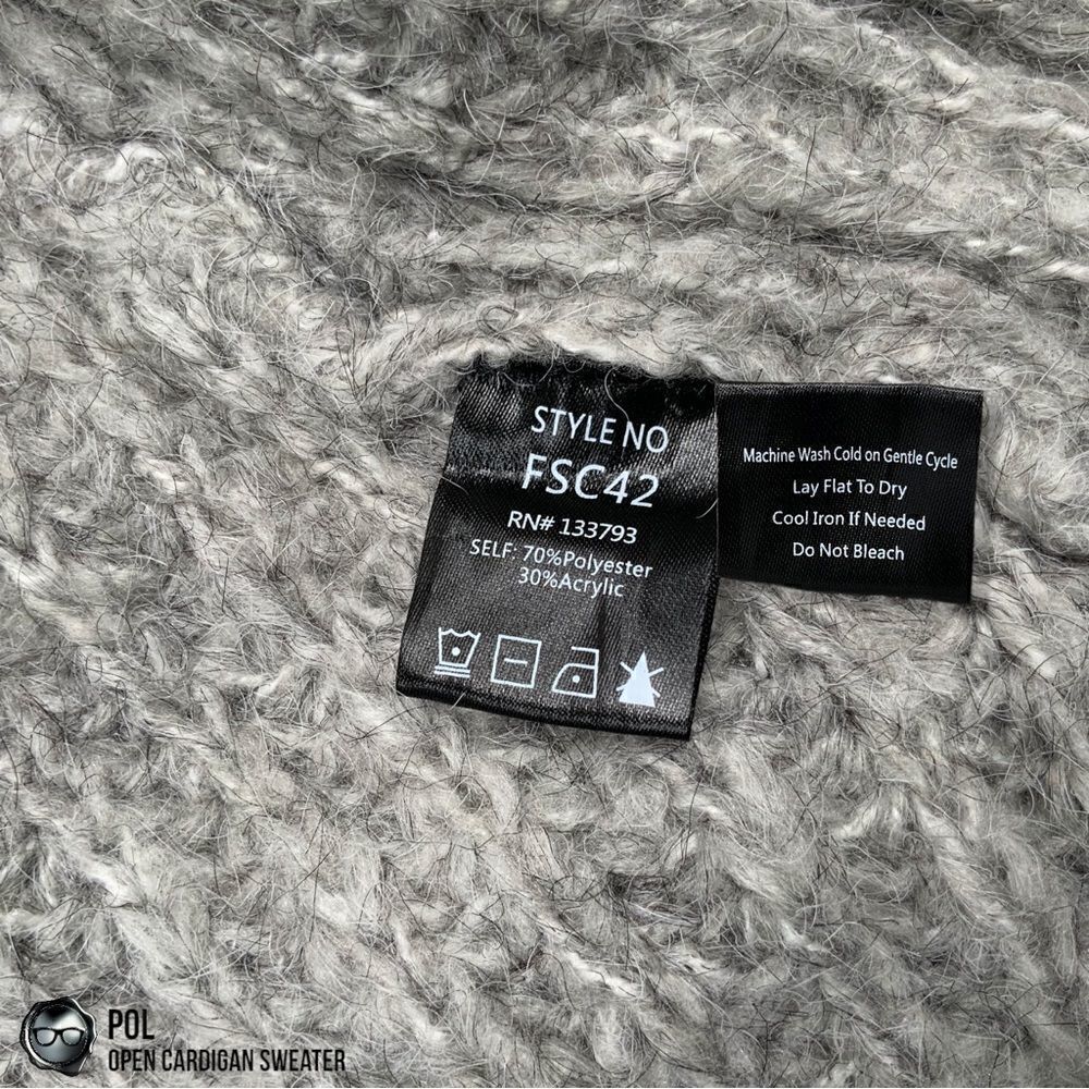 POL CHUNKY CABLE KNIT DUSTER CARDIGAN SWEATER HEATHER GREY WOMEN’S SIZE MEDIUM - Picture 13 of 15